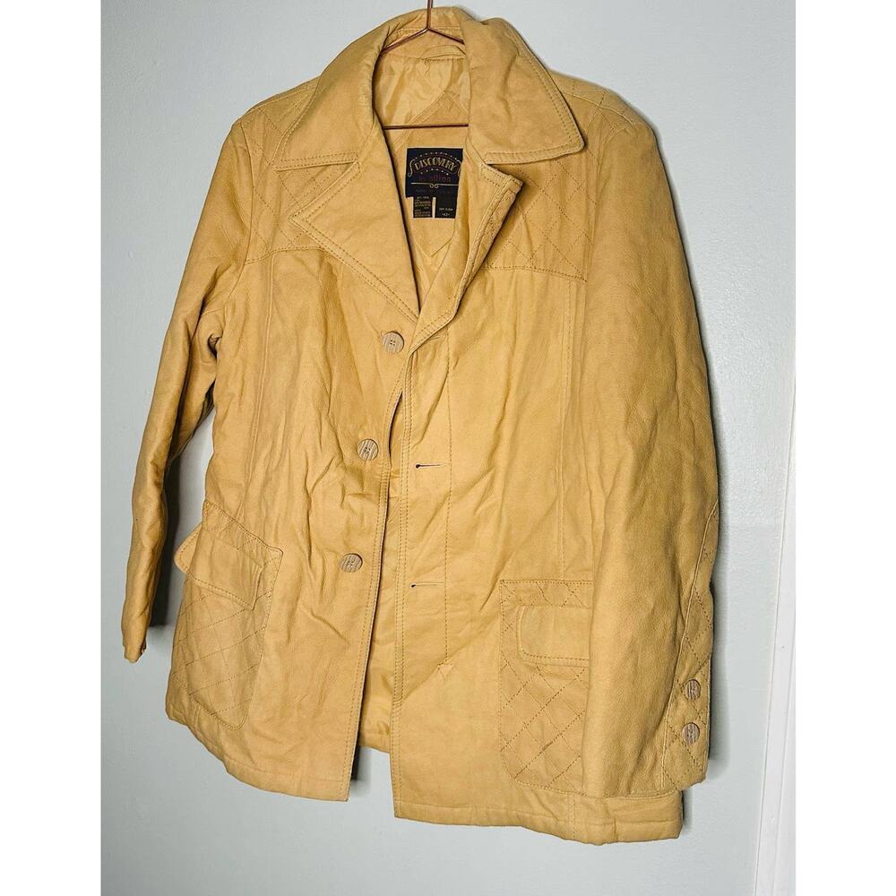 Vintage 80s Discovery by Silton Tan Button Front Quilted Jacket Size 42